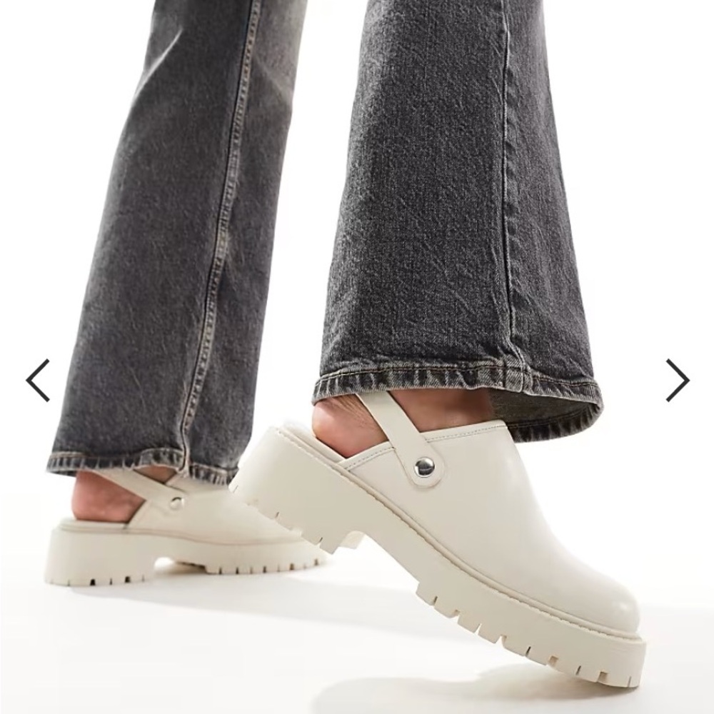 ASOS London Rebel Clogs Cream/Eggshell/Beige - Size 37/6
